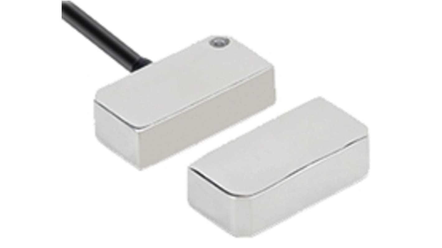 Interruttore di sicurezza senza contatto Omron F3S-TGR-NSFR-21-10, 24V cc, custodia in acciaio inox, grado di protezione IP67, dimensioni 50 mm x 25.5 mm x 13 mm.