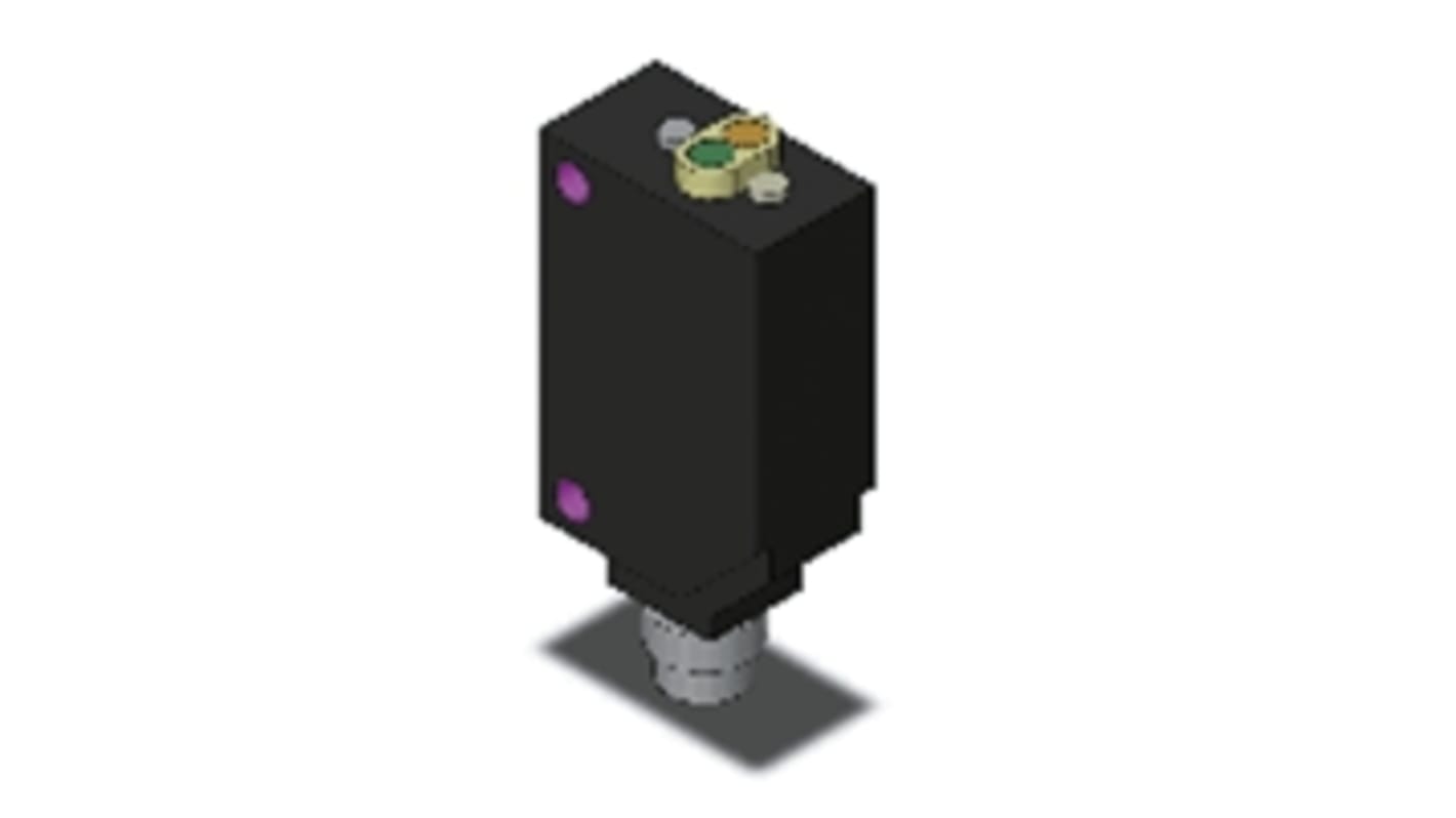 Sensore di distanza rettangolare Omron E3Z-LL68, rilevamento 25-300 mm, uscita NPN, grado di protezione IP67.