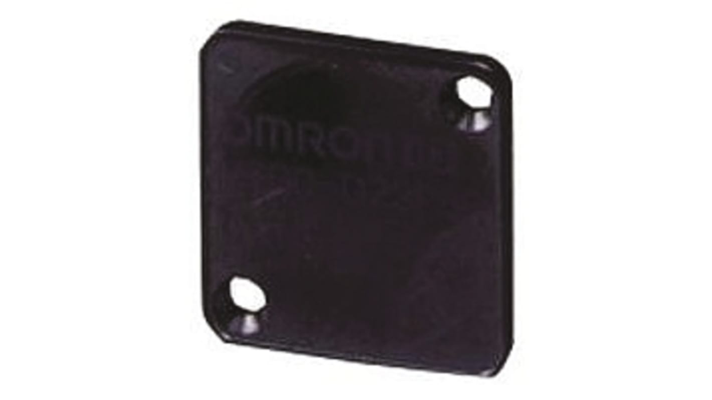 Omron V600-D23P66N, sistema RFID compatto con due canali, distanza di trasmissione 100 mm, dimensioni 34 x 34 x 3,5 mm.