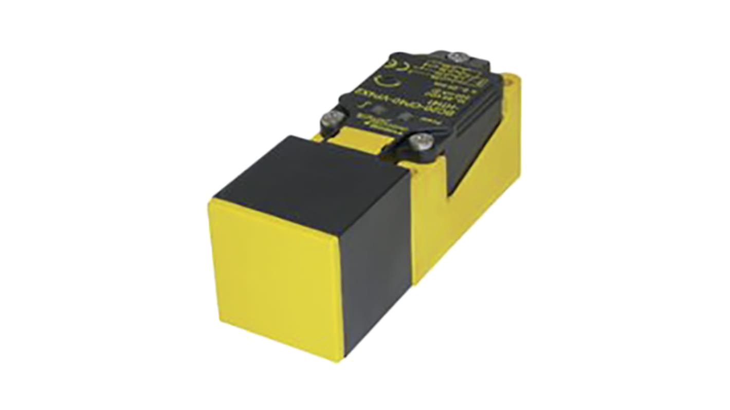 Sensore di prossimità induttivo PNP Turck BI20-CP40-VP4X2, rilevamento 20 mm, montaggio a filo, dimensioni 114x40x40 mm.