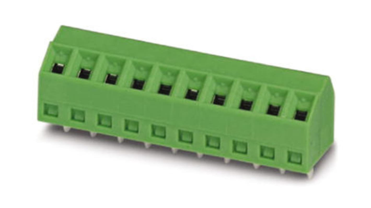 Morsettiera terminal PCB Phoenix Contact 1733622 a 7 vie, 17,5A/400V, passo 5,08mm. Con connessione a vite e saldatura a onda.
