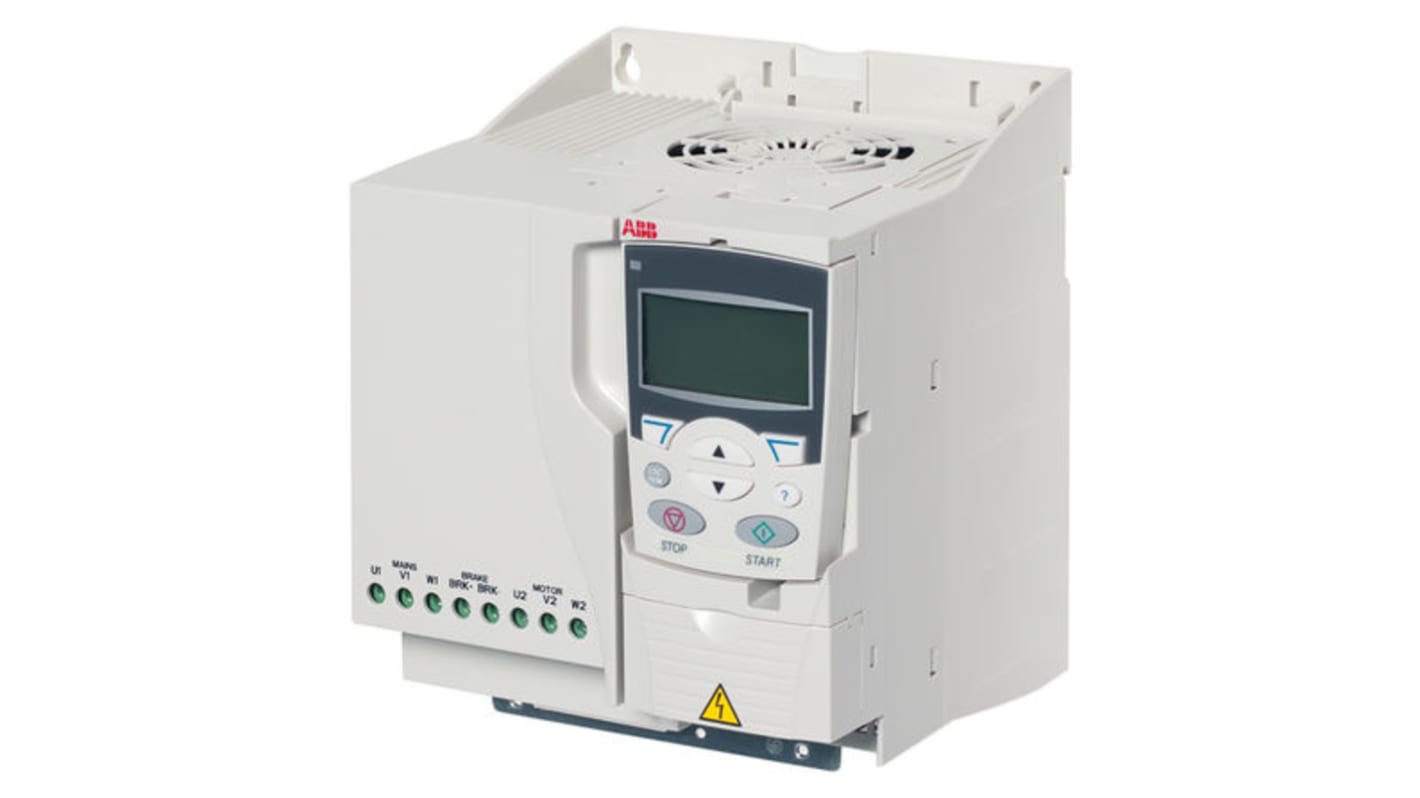 ABB ACS355-03E-15A6-4, inverter trifase 7,5 kW, montaggio a pannello, dimensioni 169x236x195 mm, grado di protezione IP20.