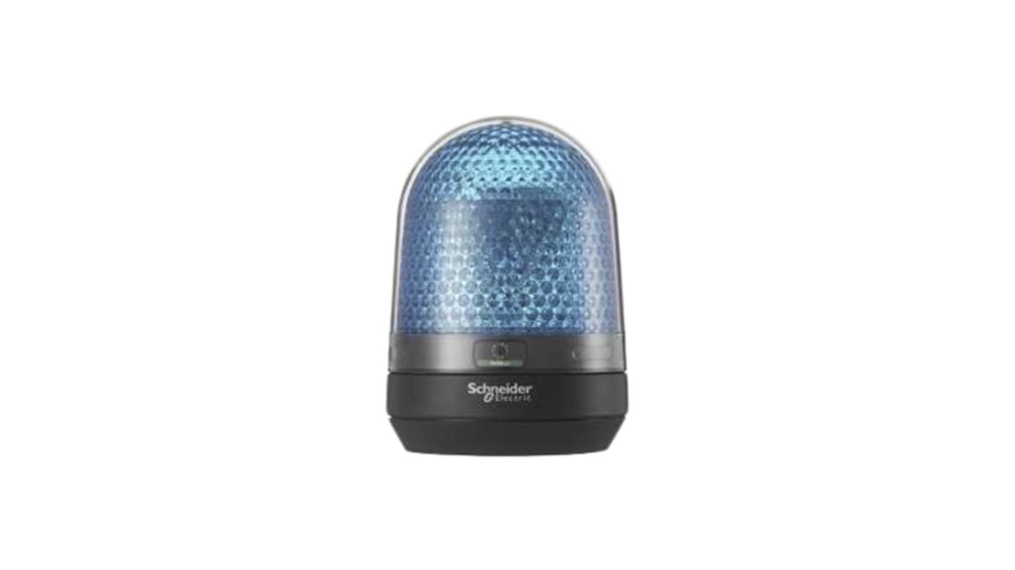 Segnalatore lampeggiante rotante LED blu Schneider Electric XVR3B06, montaggio su base, dimensioni 100 mm x 139 mm, grado di protezione IP65.