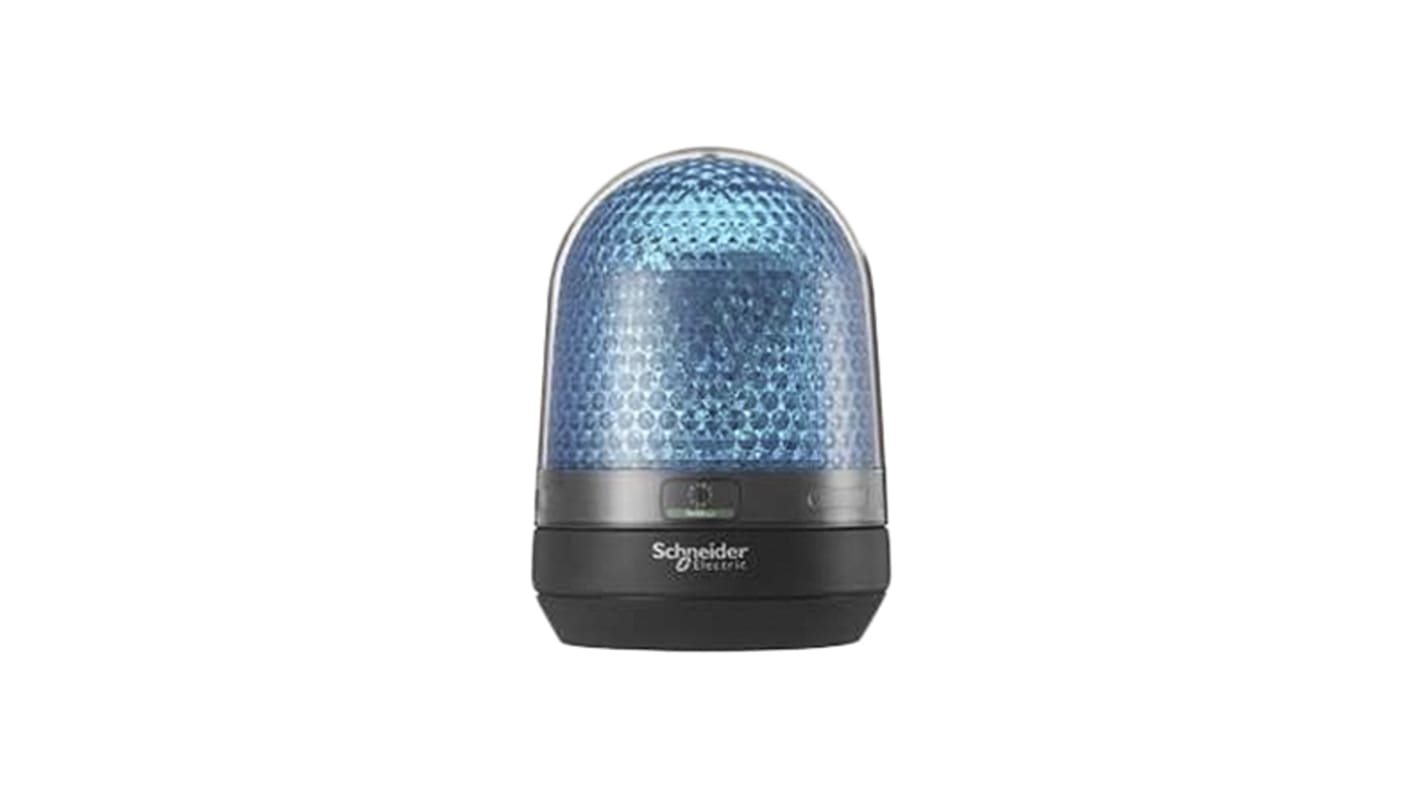 Schneider Electric XVR3M06, segnalatore lampeggiante rotante LED blu, montaggio su base, dimensioni 100 mm x 139 mm, grado di protezione IP65.