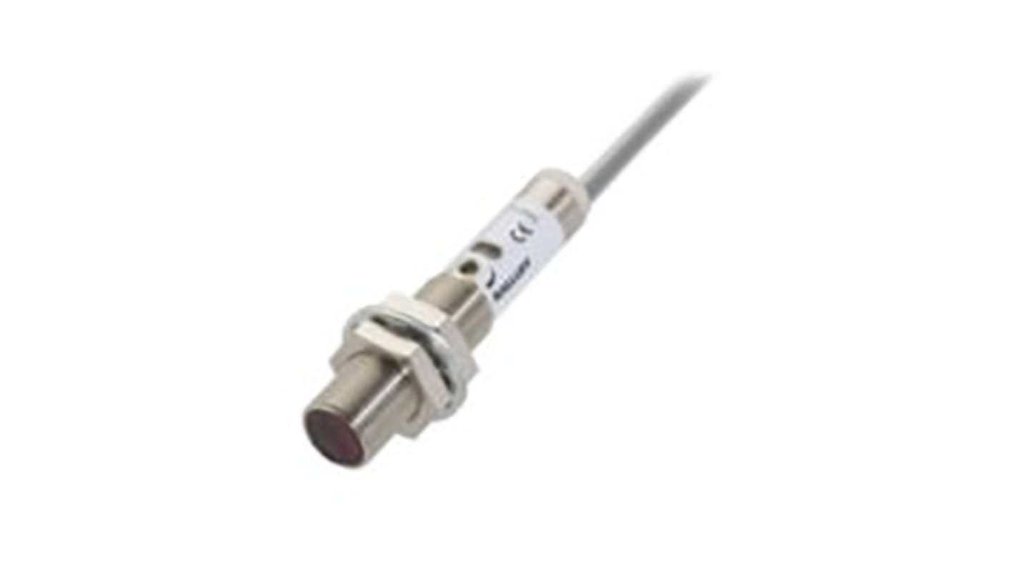 Sensore fotoelettrico cilindrico a retroriflessione BALLUFF BOS 12M-PS-PR10-02, rilevamento fino a 3 m, montaggio su cavo, IP67.
