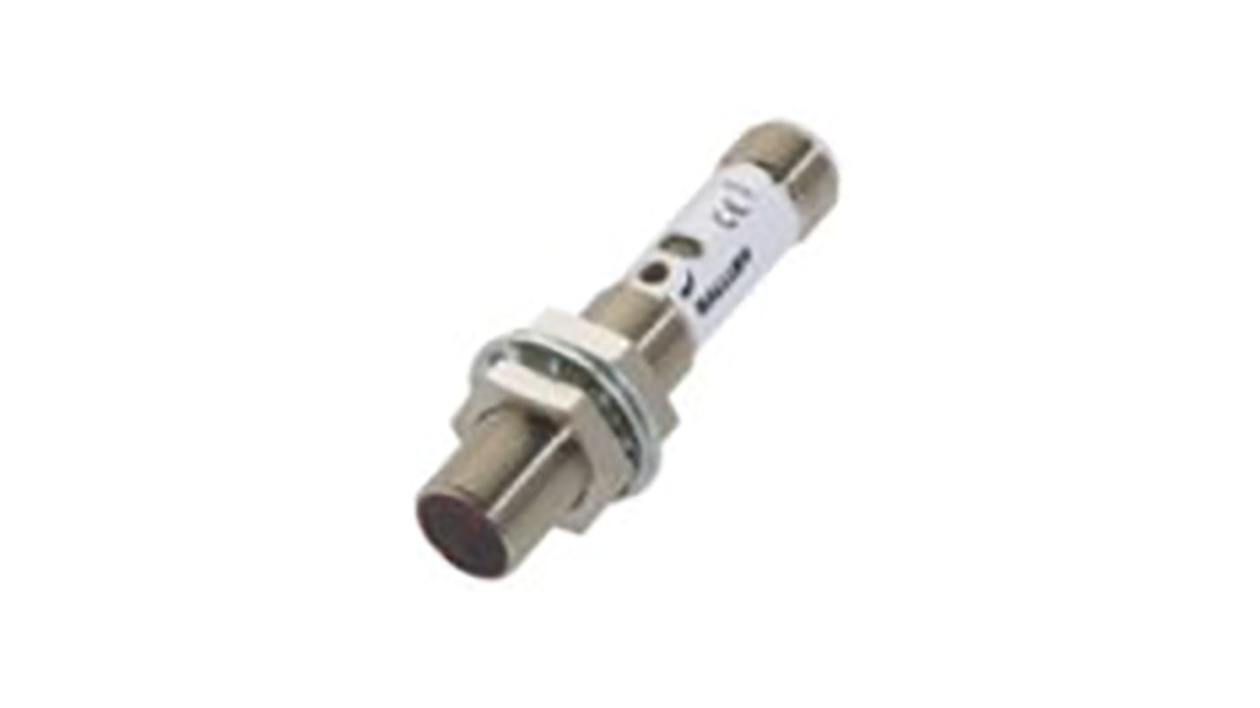Sensore fotoelettrico cilindrico BALLUFF BOS 12M-PS-RE10-S4, rilevamento fino a 8 m, uscita PNP, IP67, montaggio su cavo.