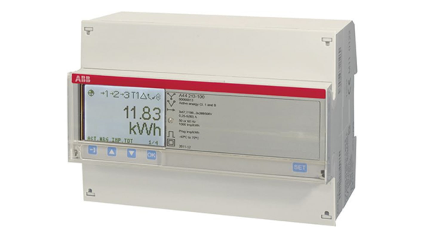 Contatore di energia trifase ABB 2CMA170535R1000 A44 213-100, LCD, 7 DIN, misurazione 57.7-500V, classe di precisione 1.