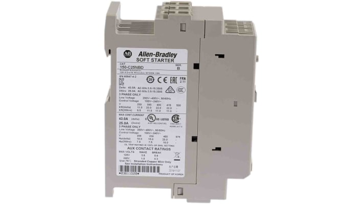 Avviatore soft-start Automatico Allen Bradley 150-C25NBD, 11 kW, 460 V c.a. - Ideale per applicazioni industriali, protezione sovraccarico e avviamento delicato.