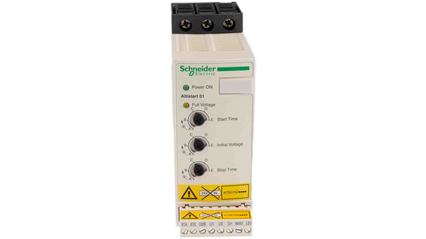 Schneider Electric - ATS01N206QN Soft Starter 2,2 kW 415 V c.a. IP20 per motori asincroni. Limita la coppia di avviamento e previene urti meccanici.