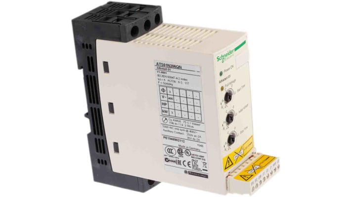 Schneider Electric - ATS01N206QN Soft Starter 2,2 kW 415 V c.a. IP20 per motori asincroni. Limita la coppia di avviamento e previene urti meccanici.