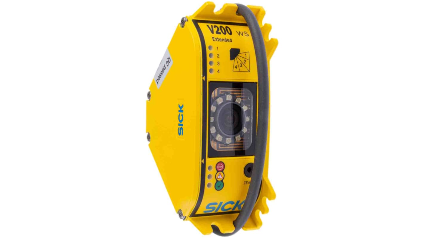 Sick V20W-0101000, autovelox a fascio singolo, rilevamento fino a 2,12 m, alloggiamento in alluminio, IP54, 90x50x90 mm.