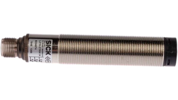 Barriera di sicurezza Sick L21S-21MA1A, interruttore fotoelettrico M18 x 97,7 mm, rilevamento fino a 16 metri, IP67.