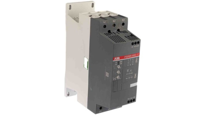 ABB 1SFA896114R1100, avviatore soft-start 3 fasi, potenza 55 kW, montaggio su guida DIN, dimensioni 70x180x220 mm.