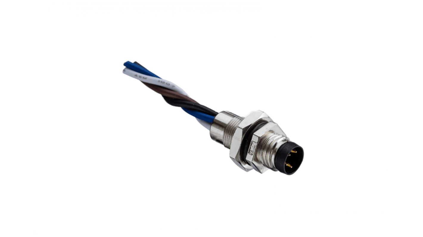 Connettore circolare maschio M8 Amphenol Industrial 8-03PMMS-SH7001, 3 poli, montaggio filettato, grado di protezione IP67.