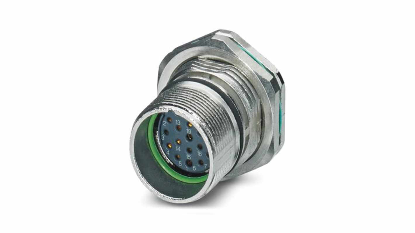 Connettore di potenza Phoenix Contact 1624021, 19 posizioni, montaggio posteriore, grado di protezione IP67, femmina, 10A, 48V.