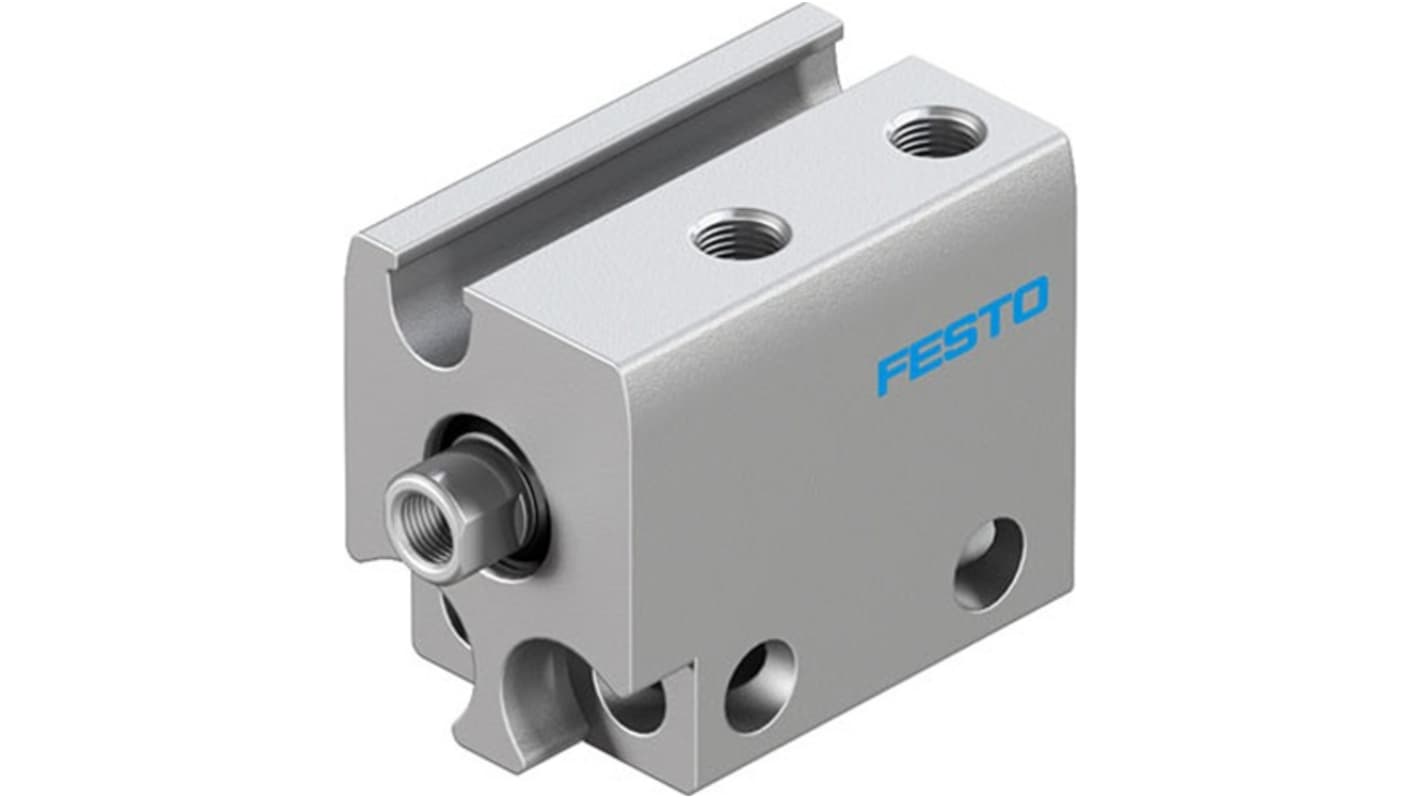 Cilindro pneumatico compatto Festo ADN-S-6-5-I-F1A, doppio effetto, foro 6 mm, corsa 5 mm, montaggio flessibile, resistente alla corrosione.