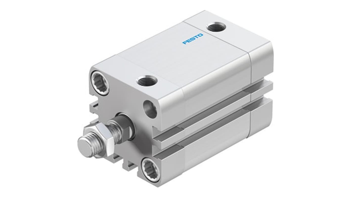 Cilindro pneumatico Festo ADN-32-35-A-PPS-A, doppio effetto, foro 32 mm, corsa 35 mm, adatto per spazi ristretti e linee di assemblaggio.