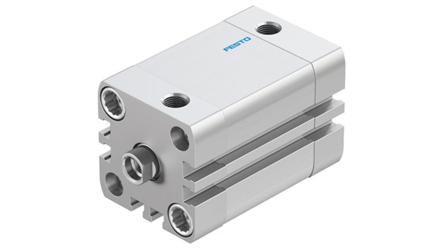 Cilindro pneumatico Festo ADN-32-35-I-PPS-A, doppio effetto, foro 32mm, corsa 35mm, montaggio versatile, ammortizzazione autoregolante.