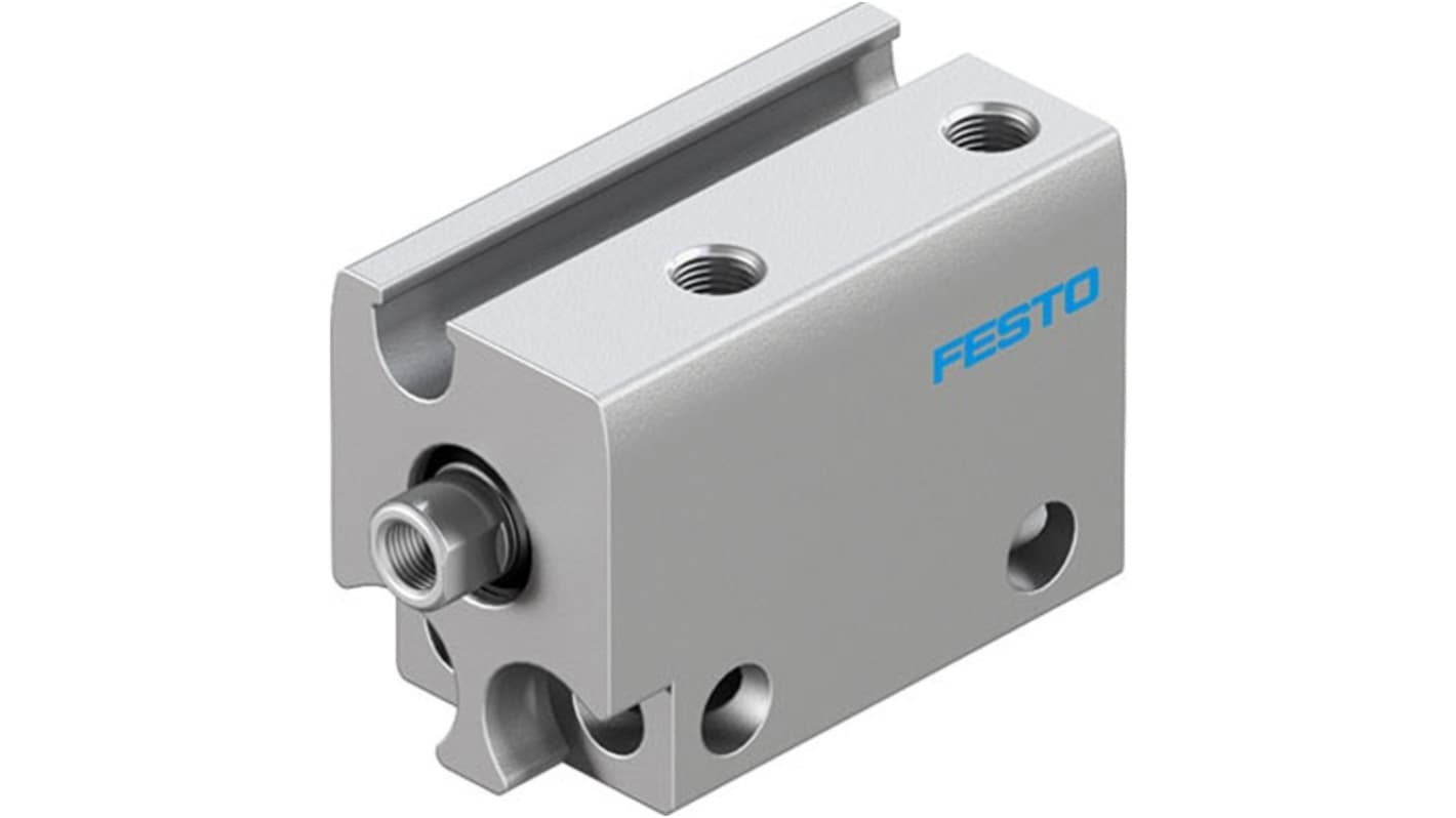 Cilindro pneumatico compatto Festo ADN-S-6-5-I-A-F1A, doppio effetto, foro 6mm, corsa 5mm, montaggio flessibile.