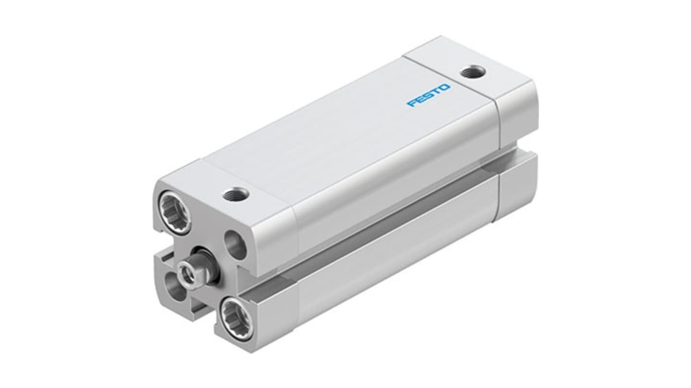 Cilindro pneumatico Festo ADN1250IPA, doppio effetto, foro 12mm, corsa 50mm, collegamento M5, design robusto e versatile.