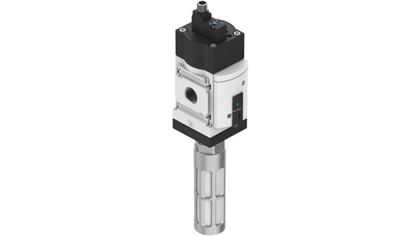 Festo MS6-SV-1/2-C-10V24P-S-AD7, valvola pneumatica soft start con attacco G 1/2, portata 5700 L/min, struttura in alluminio.