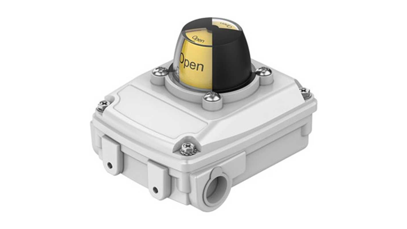 Interruttore pneumatico Festo SRBC, alloggiamento in alluminio, IP67, microinterruttore Omron, temperatura -20 a 80°C.