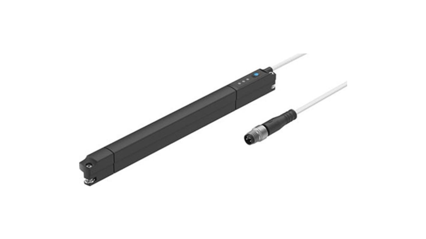 Sensore pneumatico Festo SDAT-MHS-M160-1L-SV-E-0.3-M8, con principio magnetico di Hall, protezione IP65/IP68, intervallo di temperatura -25 a 70 °C.
