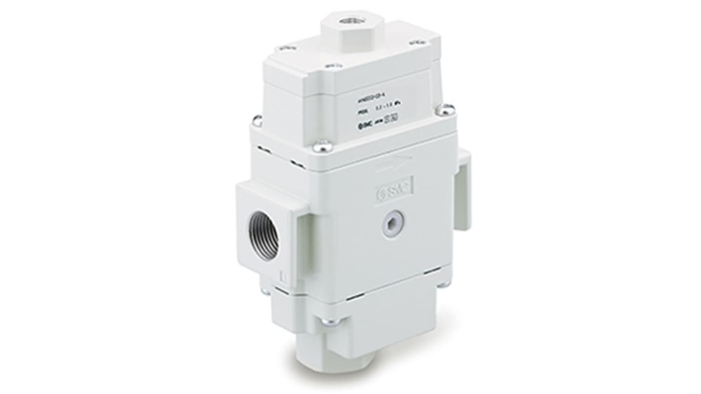 Valvola pneumatica SMC AVA3000-F03-A, avviamento morbido, attacco G 3/8, pressione max 10 bar, portata 11908 l/min, IP65.