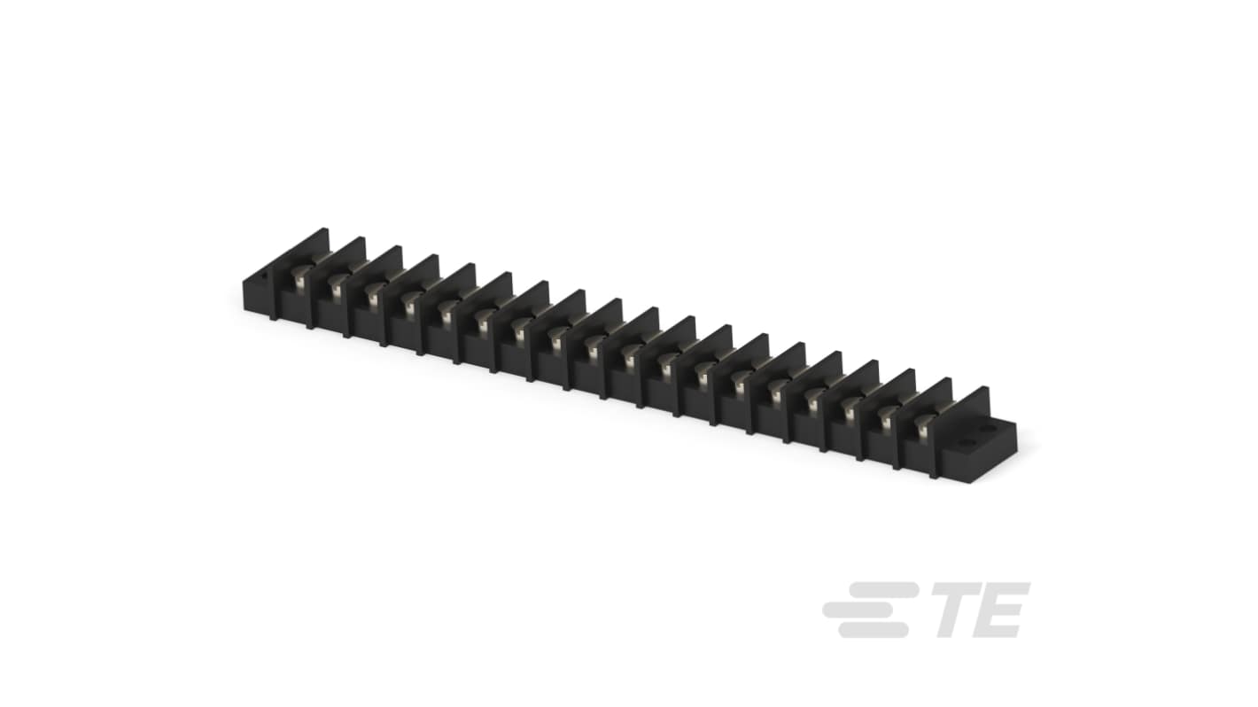 TE Connectivity barretta 18 contatti, passo 9.53 mm, orientamento verticale, per connettività di potenza.