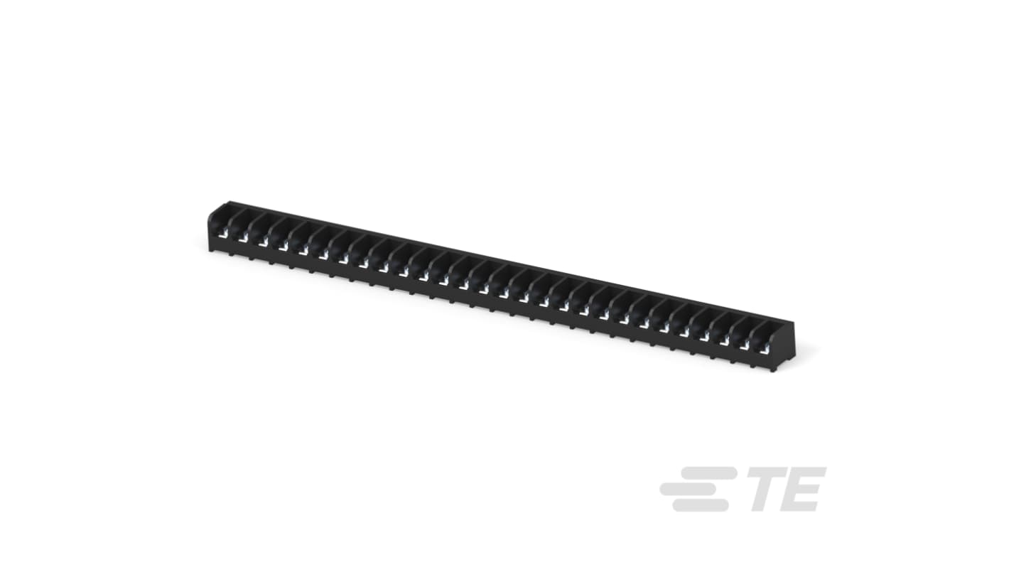 Barretta TE Connectivity 1-1546399-3 con 28 contatti, passo 9.53 mm, orientamento ad angolo retto, per circuiti stampati.