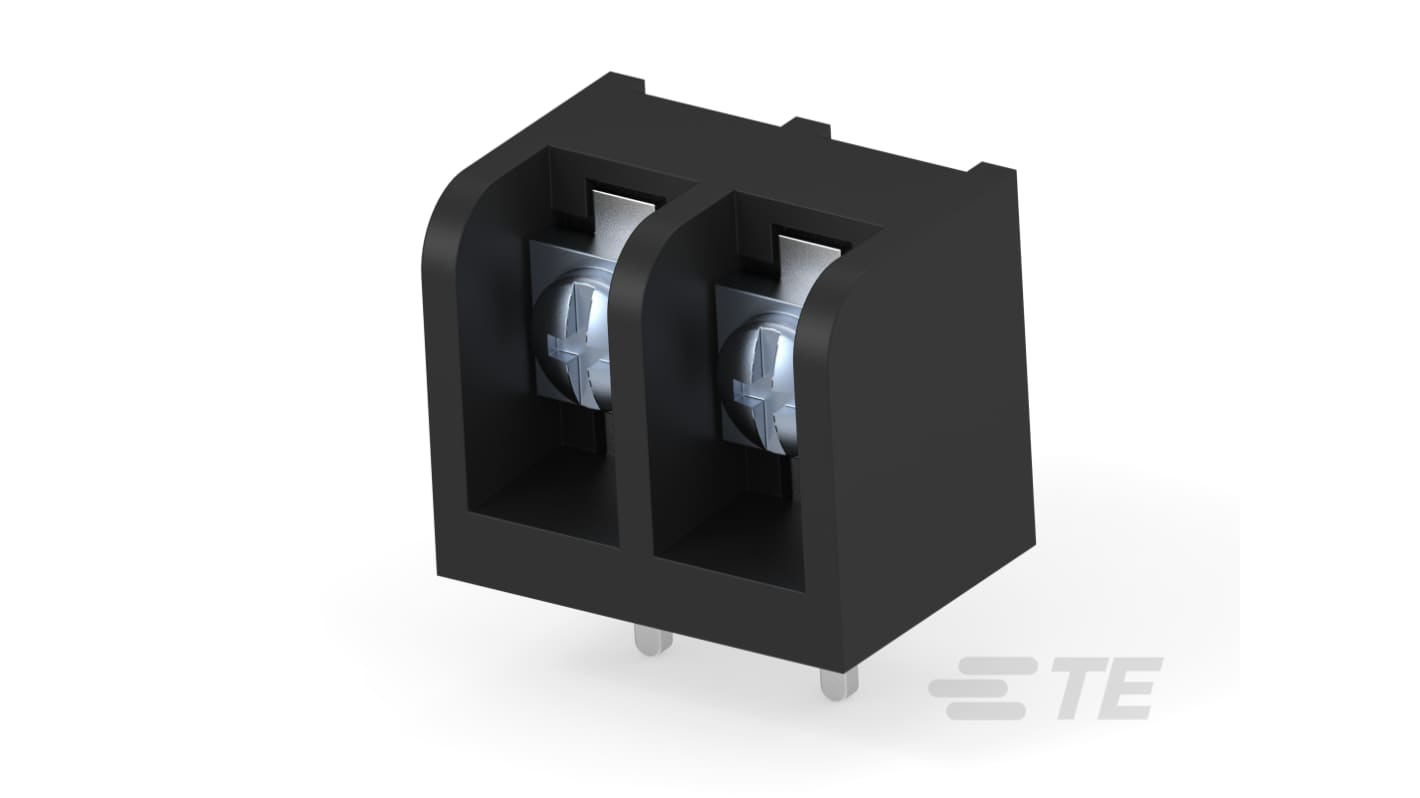 Barretta TE Connectivity 1-1437648-8 a 2 contatti, passo 8.26mm, orientamento ad angolo destro, per applicazioni wire-to-board.