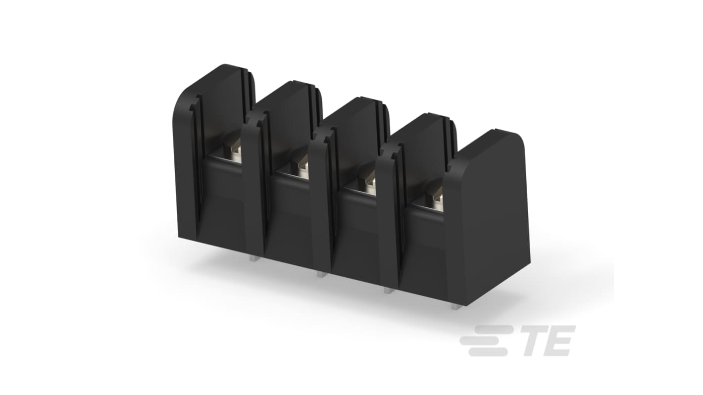 Barretta TE Connectivity 1-1437416-3, 4 contatti, passo 11,1 mm, montaggio su PCB, corrente 20 A, tensione 600 V.