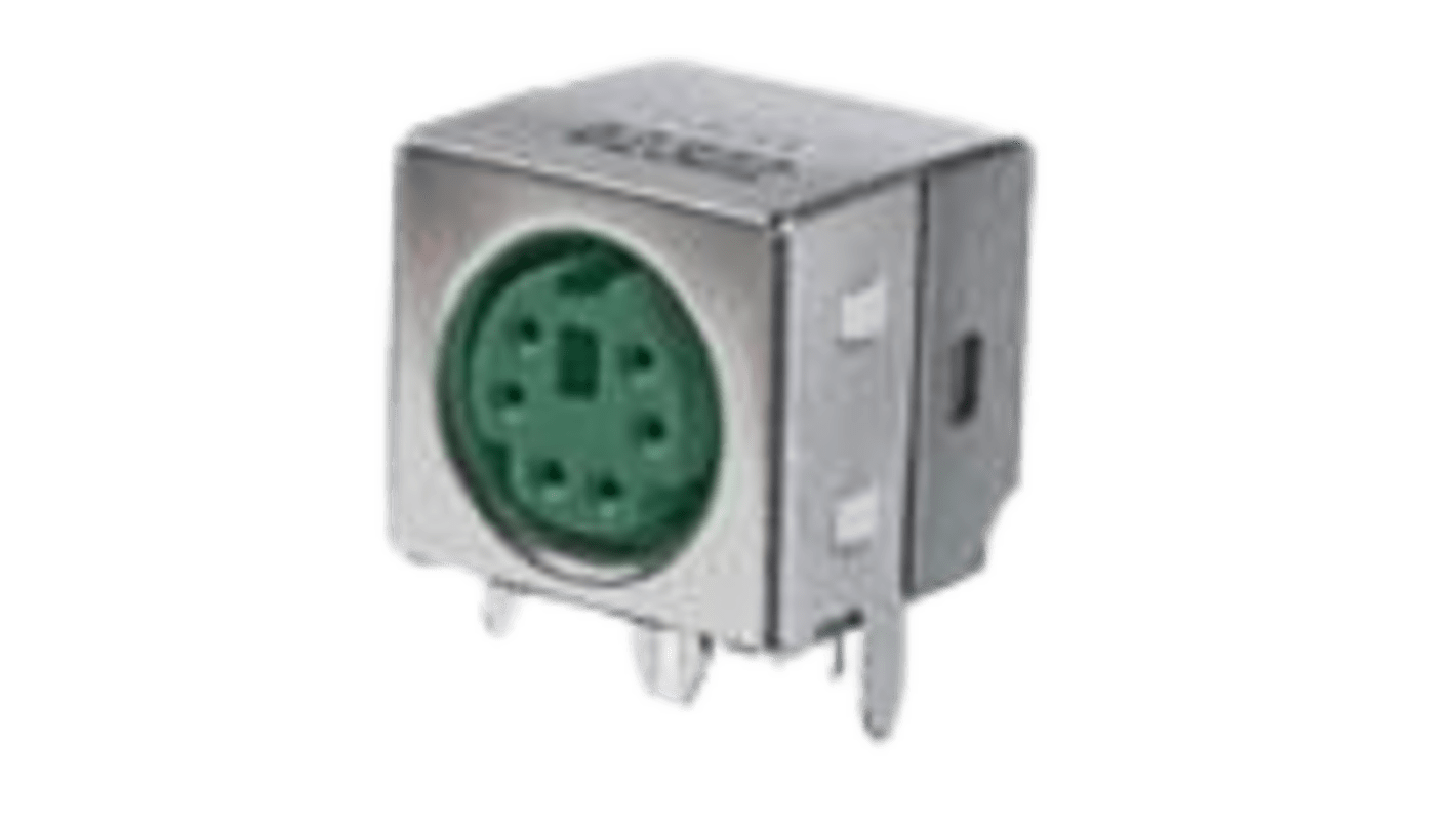 Connettore MINI DIN Maschio TE Connectivity 1734124-2, montaggio con foro passante, contatti in oro per alta conduttività.