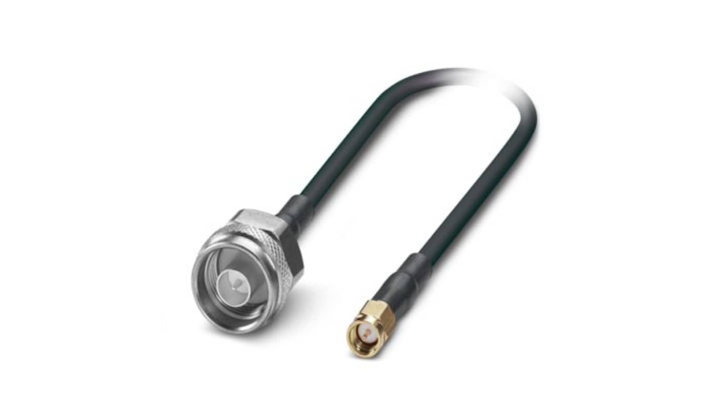 Cavo coassiale Phoenix Contact 1340147, 5 m, impedenza 50 Ω, con connettori SMA maschio, bassa attenuazione, grado di protezione IP65/IP67.