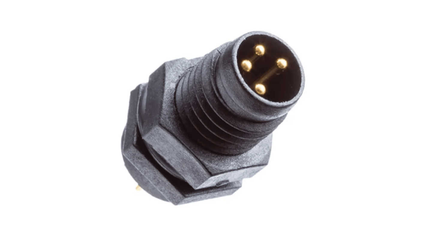 Connettore circolare maschio M8 Amphenol Industrial, 3 poli, montaggio a pannello, grado di protezione IP67. Codice 8P-03PMMS-SF7001.