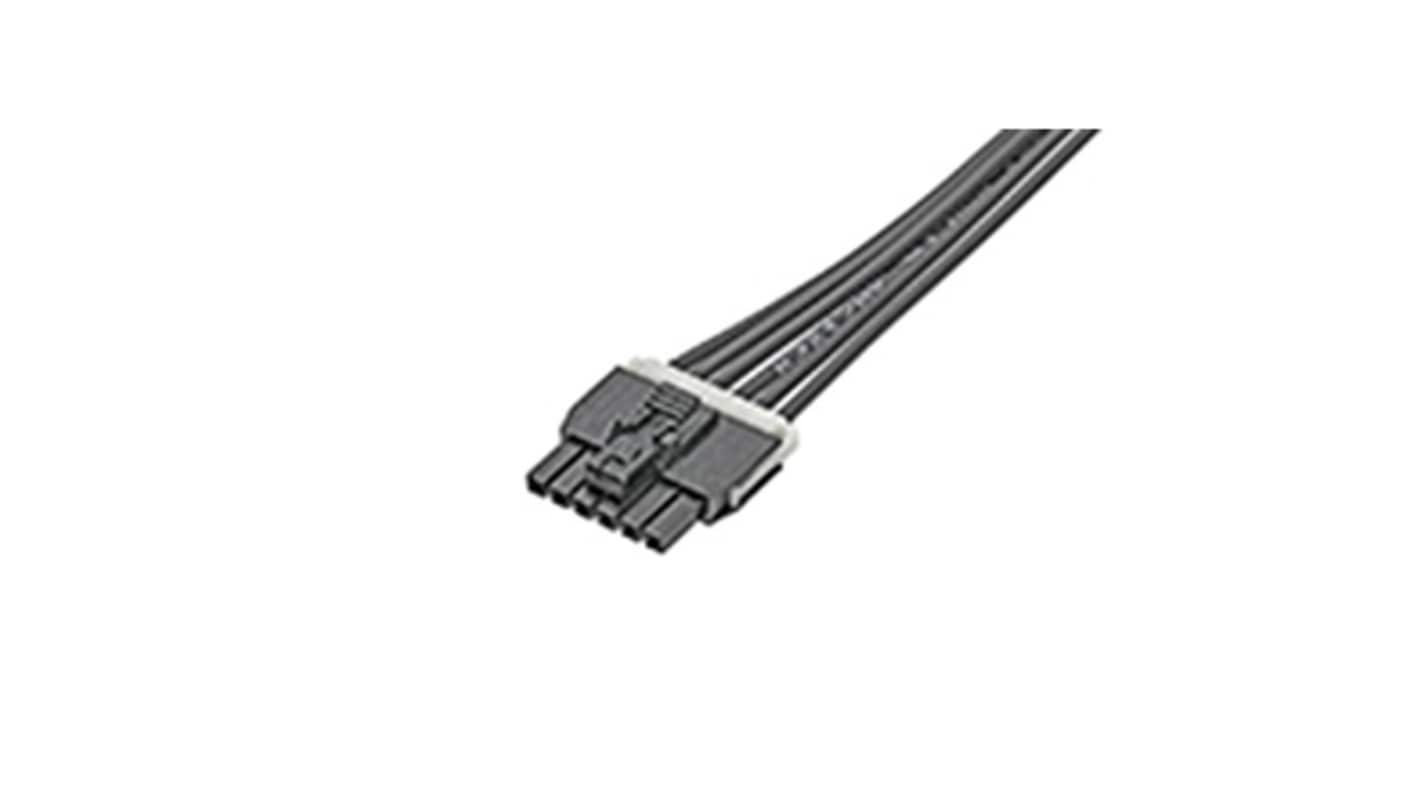 Cavo assemblato Molex 145130-0601, lunghezza 150 mm, connettori Nano-Fit femmina, sei circuiti, realizzato in rame.