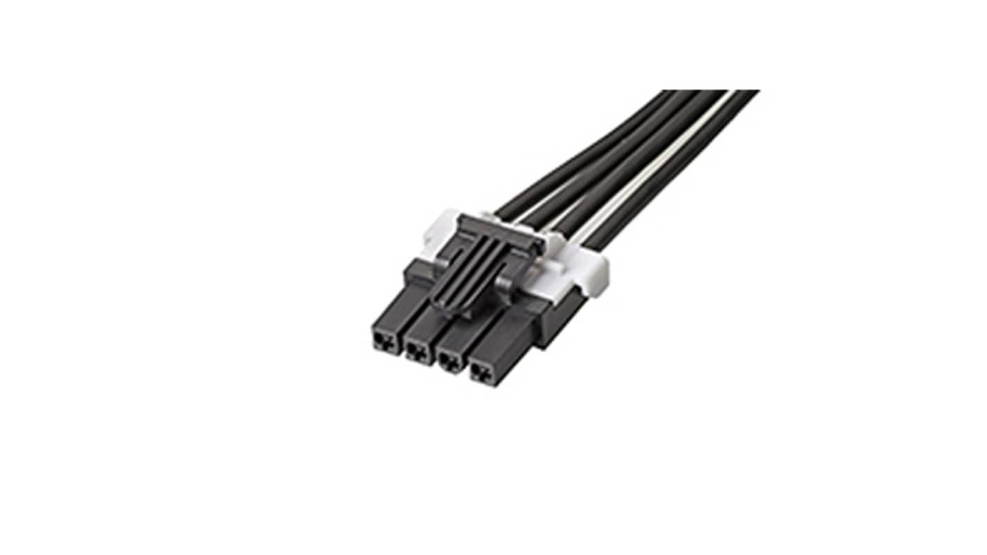 Cavo assemblato Molex 145135-0400, 75 mm, connettori Mini-Fit TPA2 femmina-femmina, 4 contatti, corrente 11 A, tensione 600 V.