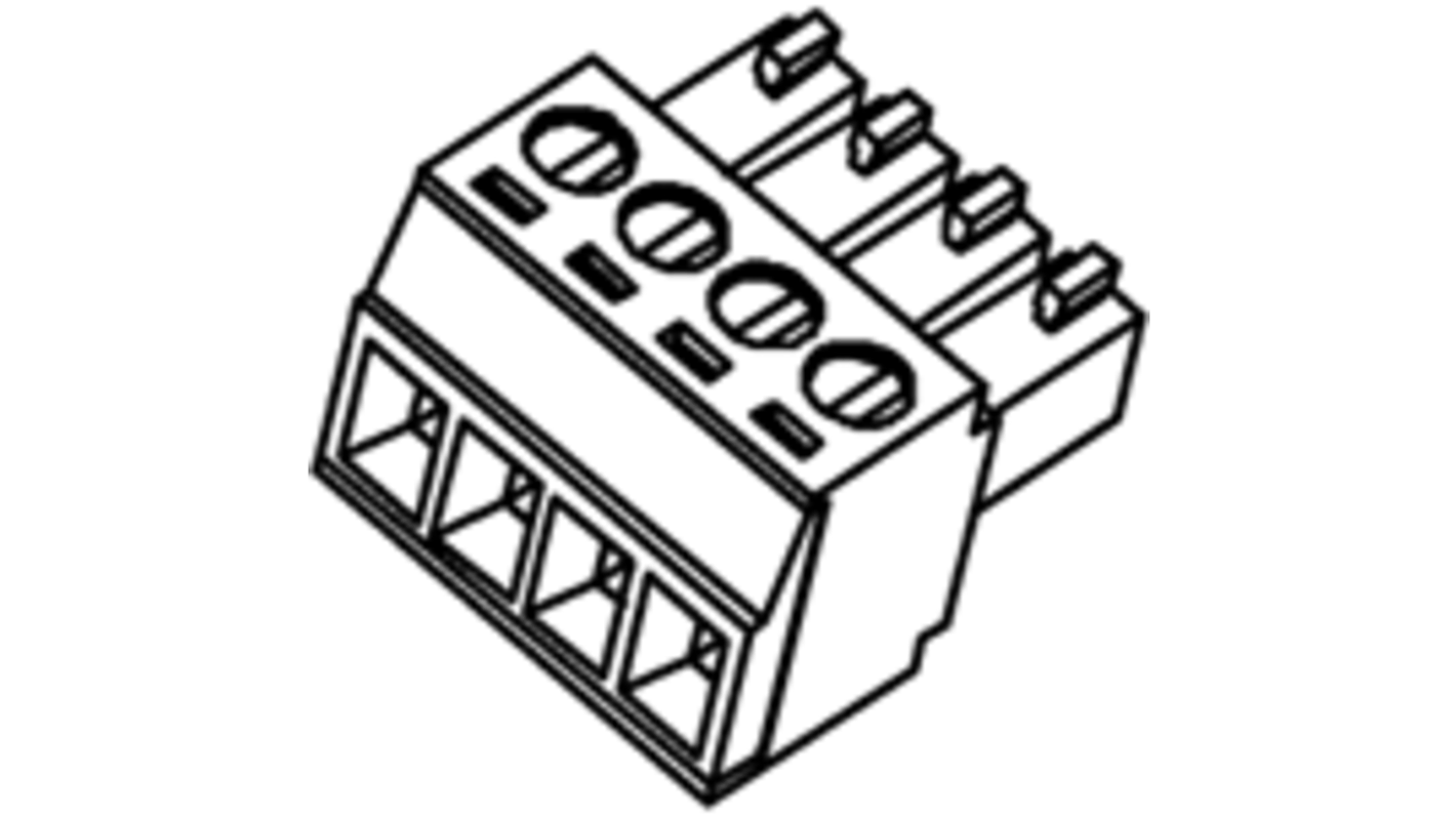 Molex 39510-0005, connettore maschio orizzontale Eurostyle, 5 contatti, montaggio su cavo, corrente 8 A, tensione 300 V.