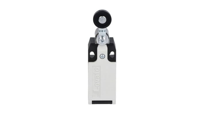 Interruttore di fine corsa Lovato KBE1S11, leva a rullo NO/NC, tensione 690V, corrente 10A, grado di protezione IP65, dimensioni 30mm x 108,5mm x 40mm.