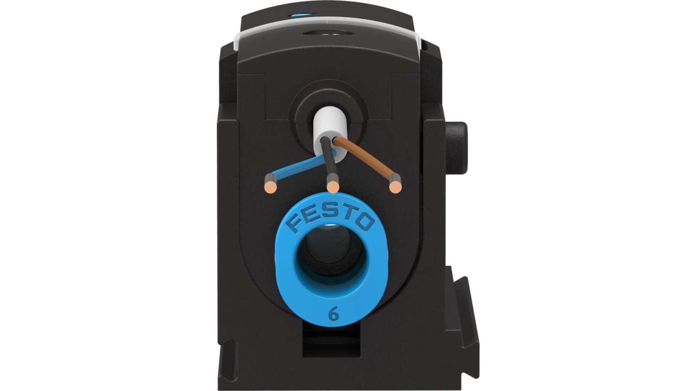 Sensore di pressione Festo SDE5-D10-FP-Q6-P-K, 6 mm Tubing, IP40, 0-10 bar, alimentazione 12-24 V cc, indicatore LED.