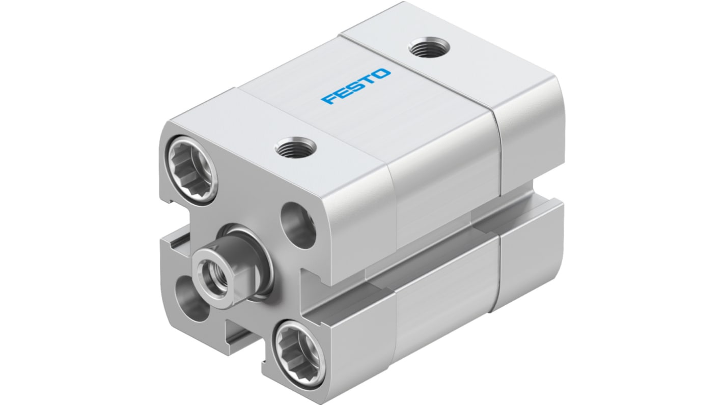 Cilindro pneumatico Festo ADN-16-5-I-P-A, doppio effetto, foro 16 mm, corsa 5 mm, connessione M5, dimensioni 29 x 29 x 44,7 mm.