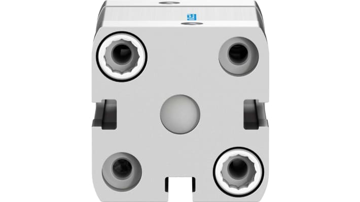 Cilindro pneumatico Festo ADN-25-15-I-P-A, doppio effetto, foro 25mm, corsa 15mm, attacco M5, dimensioni 39.5x39.5x59.5mm.