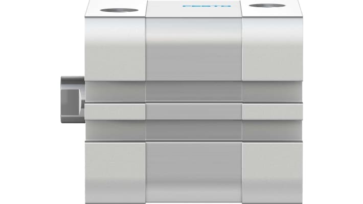 Cilindro pneumatico Festo ADN-32-10-I-P-A, doppio effetto, foro 32 mm, corsa 10 mm, pressione max 10 bar, dimensioni 47 x 47 x 60 mm.