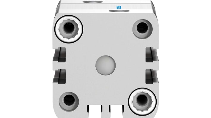 Cilindro pneumatico Festo ADN-32-10-I-P-A, doppio effetto, foro 32 mm, corsa 10 mm, pressione max 10 bar, dimensioni 47 x 47 x 60 mm.