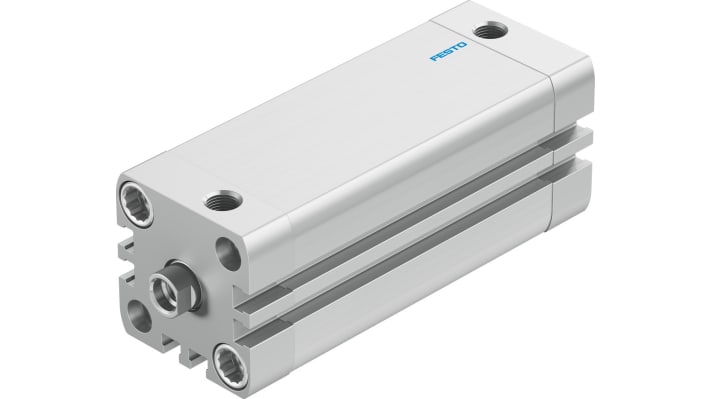 Cilindro pneumatico Festo ADN-32-80-I-PPS-A, doppio effetto, foro 32 mm, corsa 80 mm, dimensioni 47 x 47 x 130 mm.