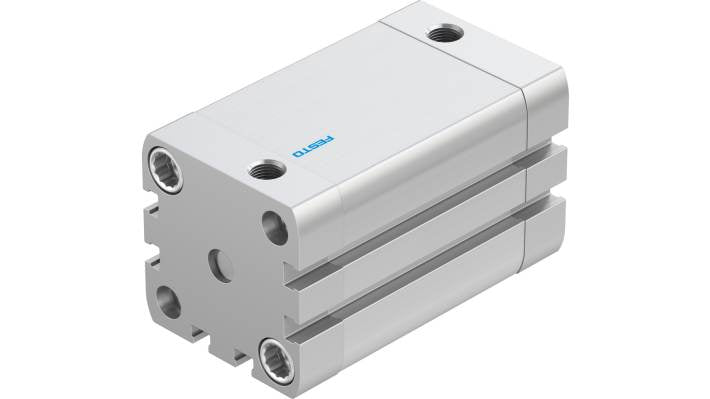 Cilindro pneumatico doppio effetto Festo ADN-40-50-I-P-A, alesaggio 40 mm, corsa 50 mm, pressione massima 10 bar.