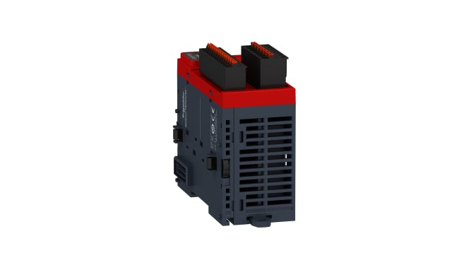 Modulo di sicurezza Schneider Electric TM3SAF5RG per PLC Modicon, 24 V c.c., 3 contatti NO, montaggio su guida DIN, dimensioni 43,7 x 73 x 94 mm.