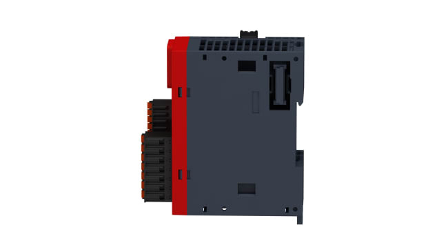 Modulo di sicurezza Schneider Electric TM3SAF5RG per PLC Modicon, 24 V c.c., 3 contatti NO, montaggio su guida DIN, dimensioni 43,7 x 73 x 94 mm.