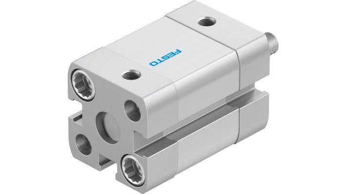 Cilindro pneumatico Festo ADN-16-10-A-P-A, doppio effetto, foro 16 mm, corsa 10 mm, design compatto per spazi ristretti.