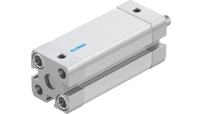 Cilindro pneumatico doppio effetto Festo ADN1640APA, foro 16 mm, corsa 40 mm, pressione max 10 bar, dimensioni 29 x 29 x 79.7 mm.